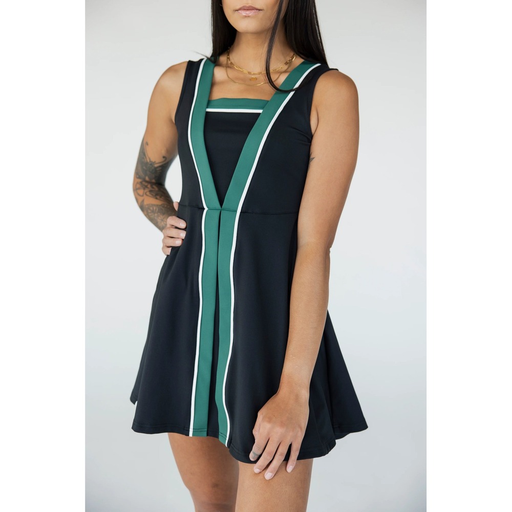 Fore All Womens Golf Dress Black Green White Trim Sleeveless Size M